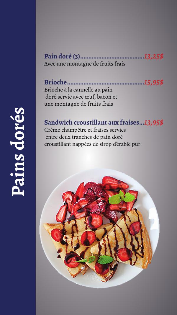 Pains dorés — menu Aux Aurores