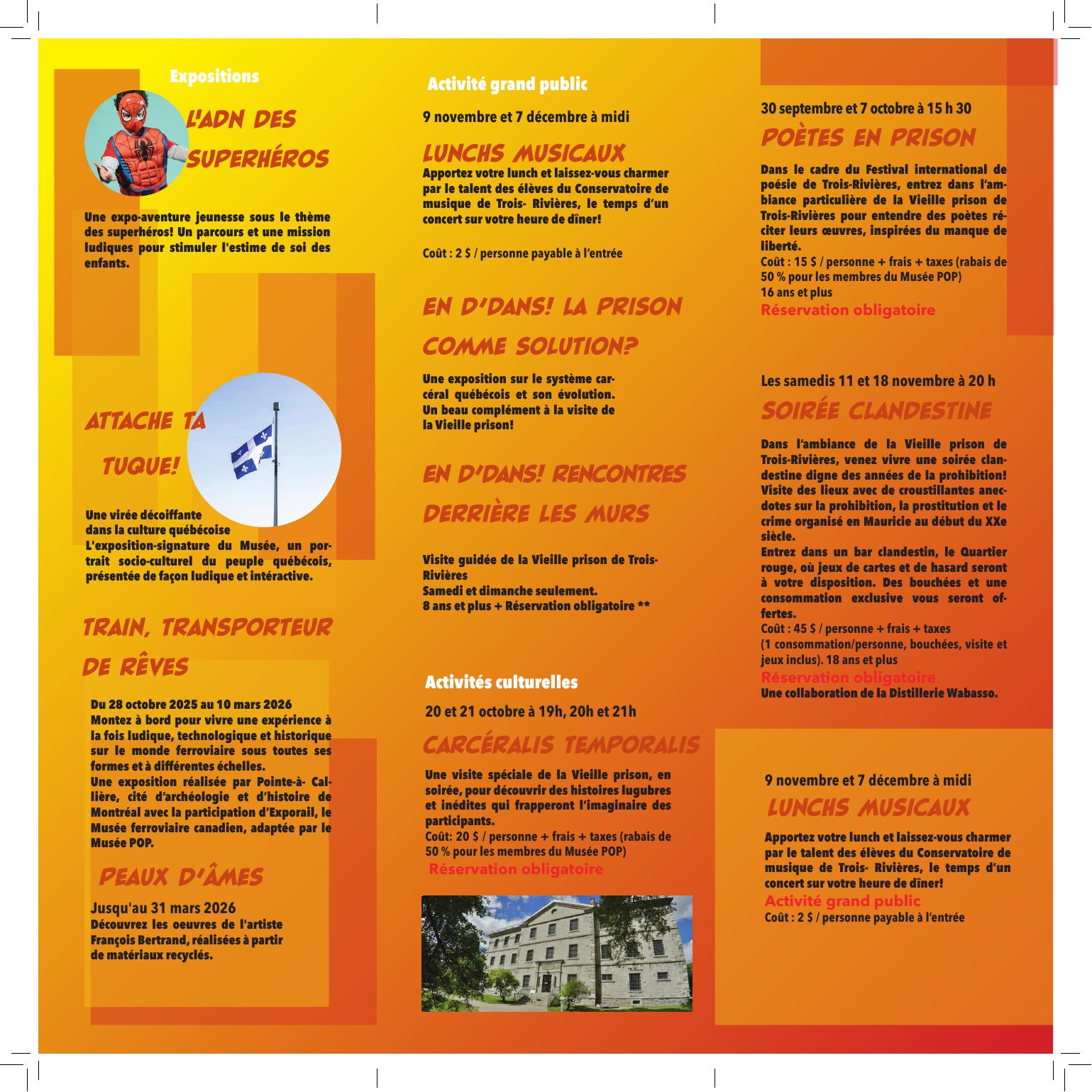 Verso de la brochure Musée POP