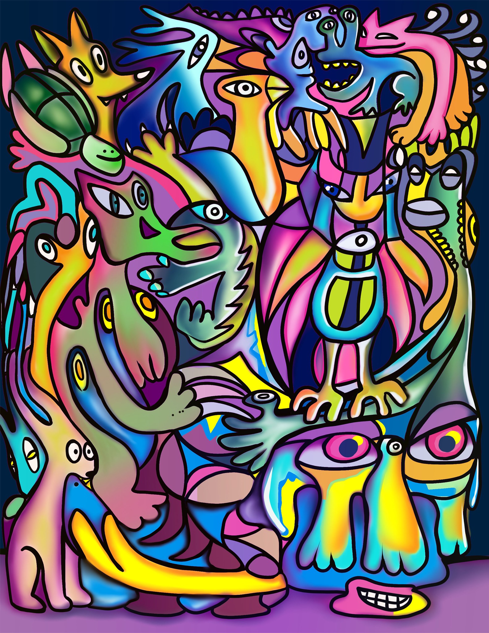 Illustration créatures colorées