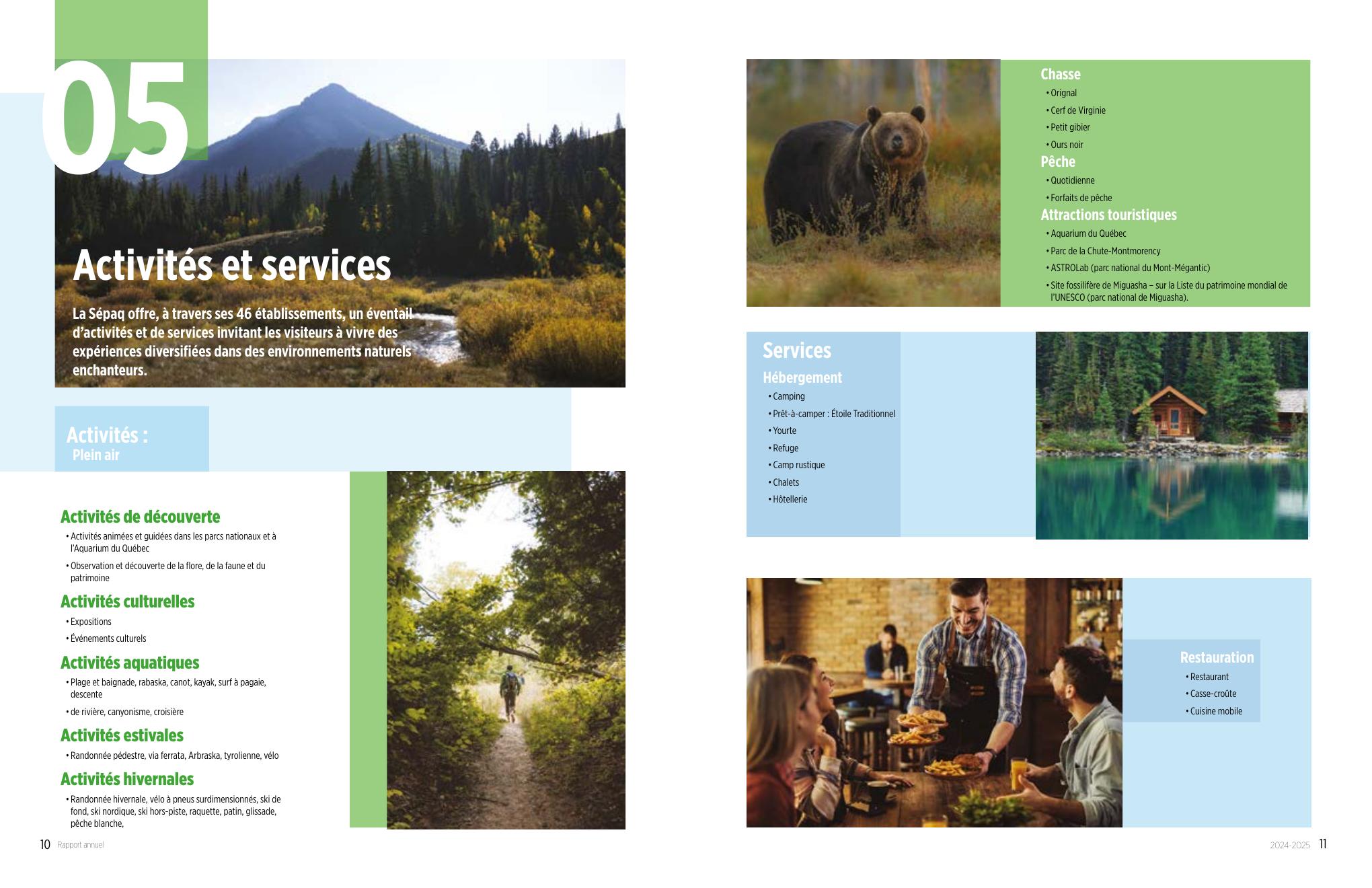 Activités et services SÉPAQ